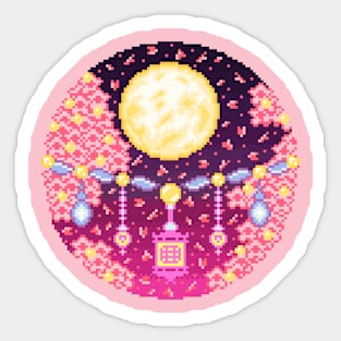 Japan Night Sky Pixel Art Sticker